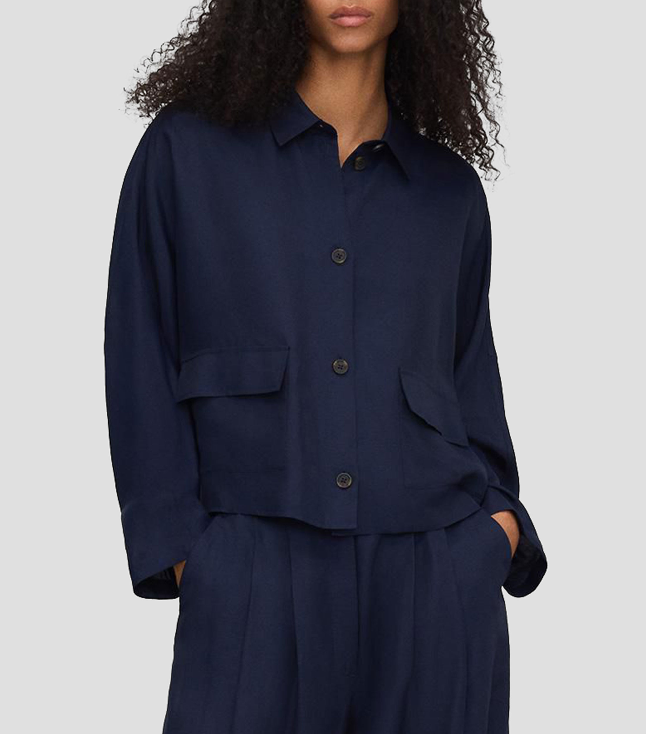 Camisa lisa manga larga Mujer